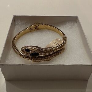 Ralph Lauren Gold Tone Jet Pave Snake Bracelet / Cuff Brand New with tag and box
